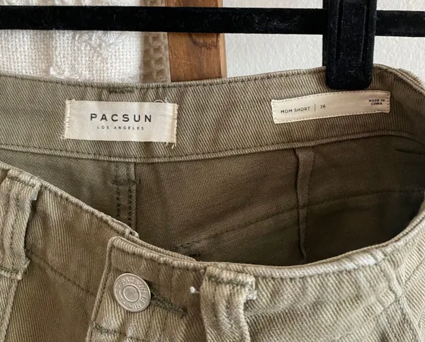 army green cuffed mom shorts - Image 3