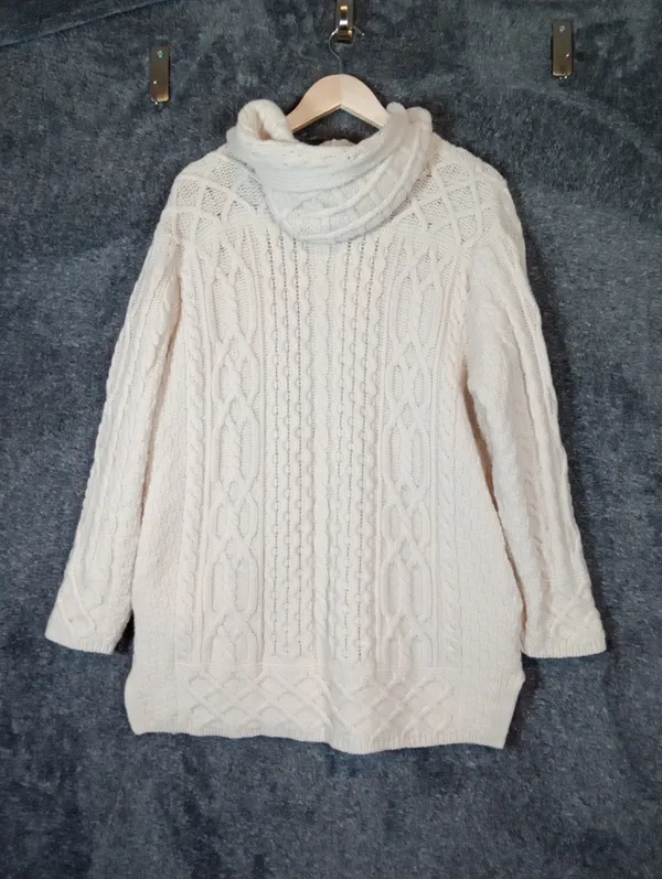 Aran Crafts Ireland Cable Knit Merino Wool Fisherman Cabincore Full Zip Sweater - Image 5