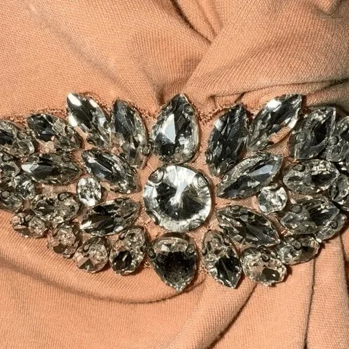 EXPRESS Peach Ribbed Sleeveless‎ Mini Dress Rhinestone Brooch NWT Size XS - Image 5