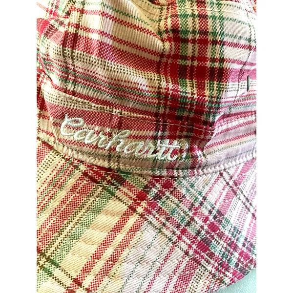 Carhartt Logo Women's Pink Plaid Canvas Breathable Bucket Hat - Image 3