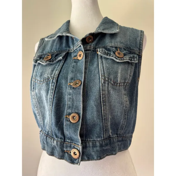 Vintage Y2K Highway Jeans Denim Cropped Vest - Image 4