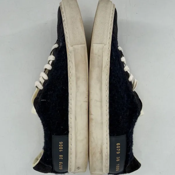 Common Projects Tournament Low Sneakers Womens 38‎ Navy Wool Leather Minimalist - Image 5