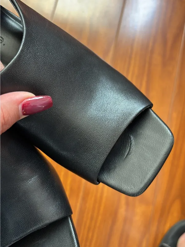 Vince Black Leather Hook and Loop Block Heels - Image 4