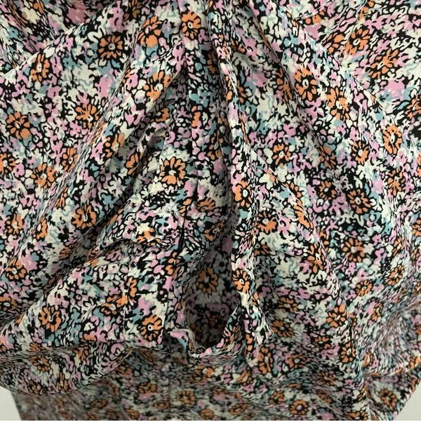 Rose & Olive Top Tunic Floral Split Neckline 3/4 Sleeve Smocking Pink Blue White - Image 7