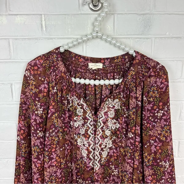Mason & Belle Boho Floral Embroidered Tassel Blouse Top Size 1X - Image 4