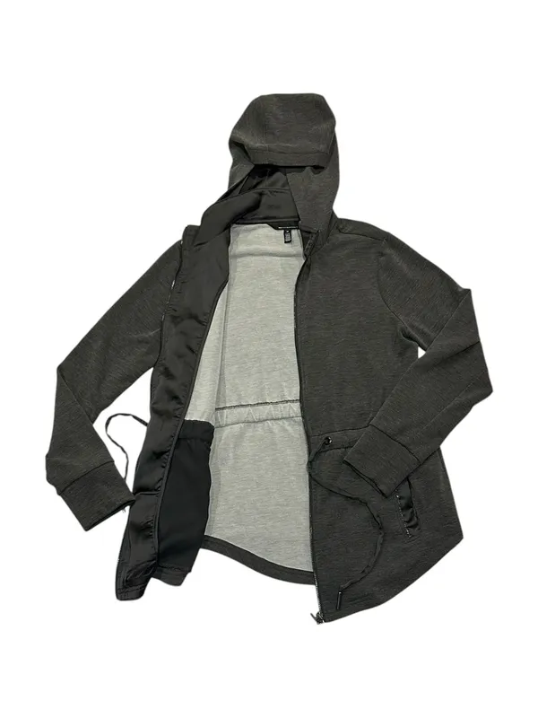 White House Black Market Grey Heather Drawstring Full Zip Hooded Athletic Jacket - Image 5