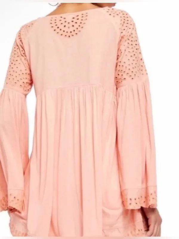 FREE PEOPLE Sea of Love Long Sleeve Blouse - Sun Blush - Image 2