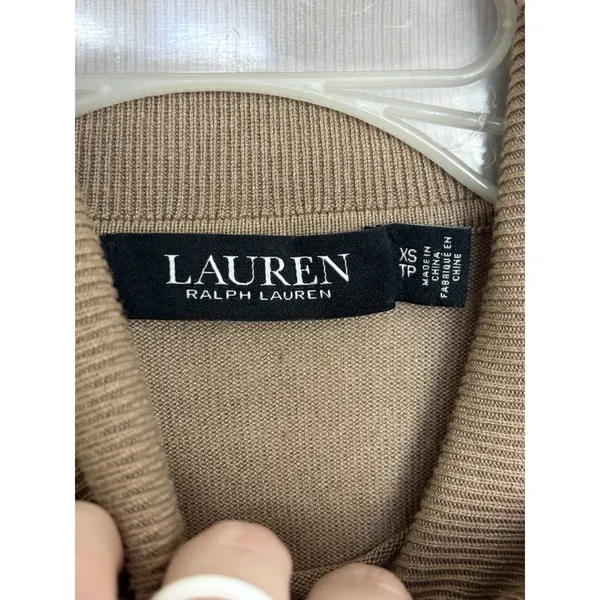 Lauren Ralph Lauren Black Label Silk Modal Blend Tan Turtleneck Minimalist XS - Image 3