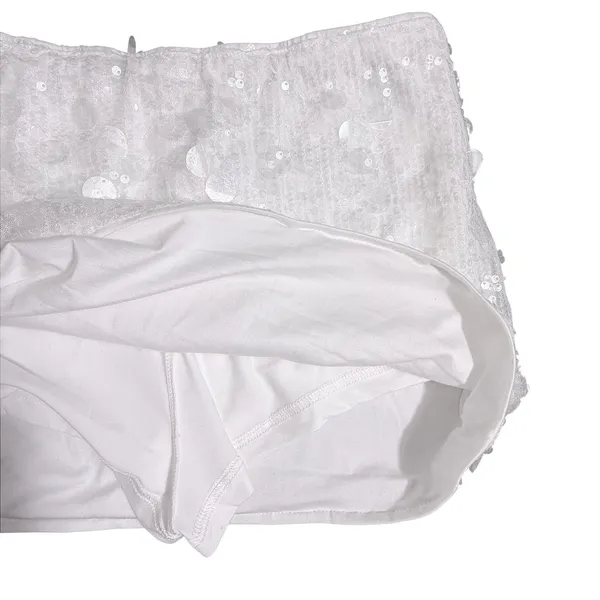 NWT MakeMeChic Womens White Sequin Mini Skirt Low Rise Y2K Micro‎ Skort Small - Image 6