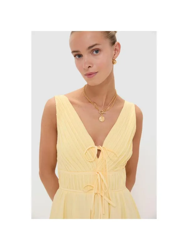 Tuckernuck Moon River Light Yellow V-Neck Maxi Dress Size M cottagecore spring - Image 5