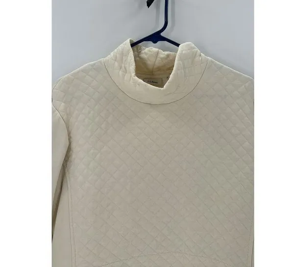 LL Bean Sweater size S Petite cream Pullover Outdoor Mock Neck quilted - Image 4