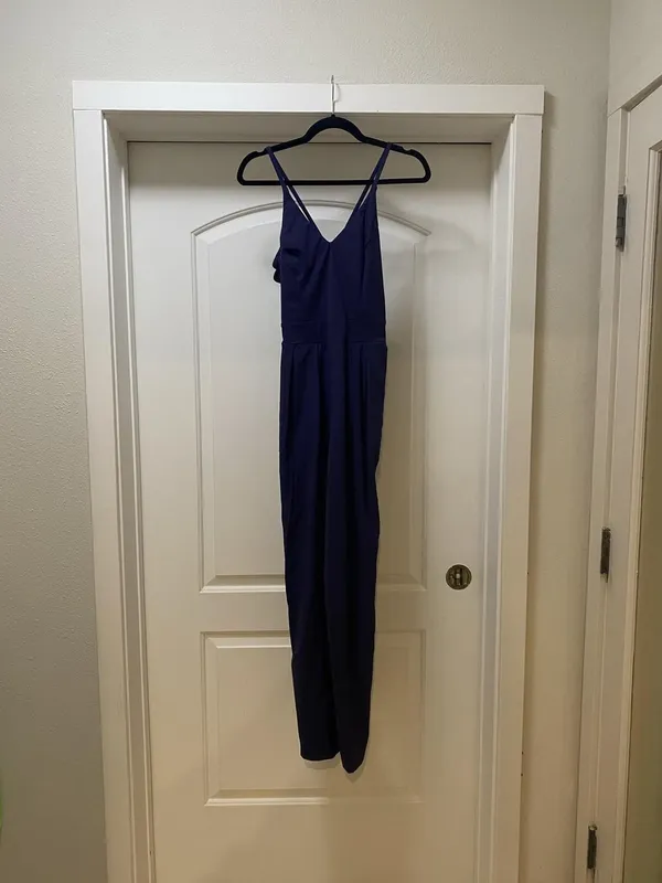 Halara Breezeful Jumpsuit Womens Medium Blue V Neck Strappy One Piece Stretch - Image 2