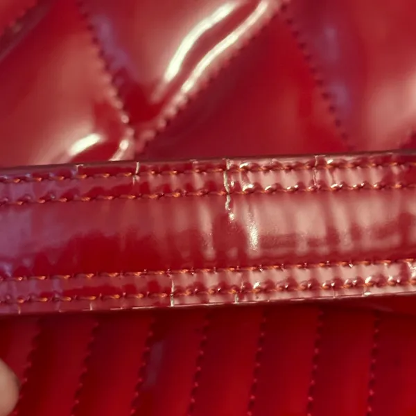 Coach Poppy Glossy Red Quilted Patent Leather Bag - Image 15