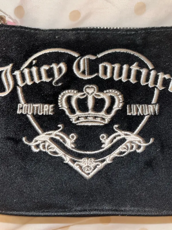 Juicy Couture Black Velvet Embroidered Logo Wristlet - Image 2