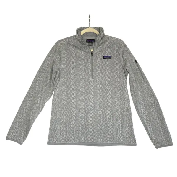 PATAGONIA Quarter-Zip Better Sweater Women L Gray Diamond Texture Outdoor Travel - Image 2
