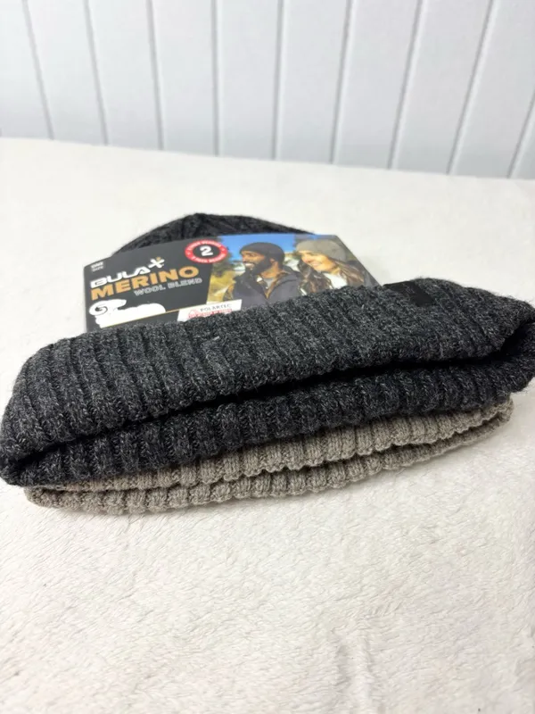 Bula‎ Merino Wool Polartec Fleece Band Liner Unisex Rib Knit Beanie Set of 2 - Image 5