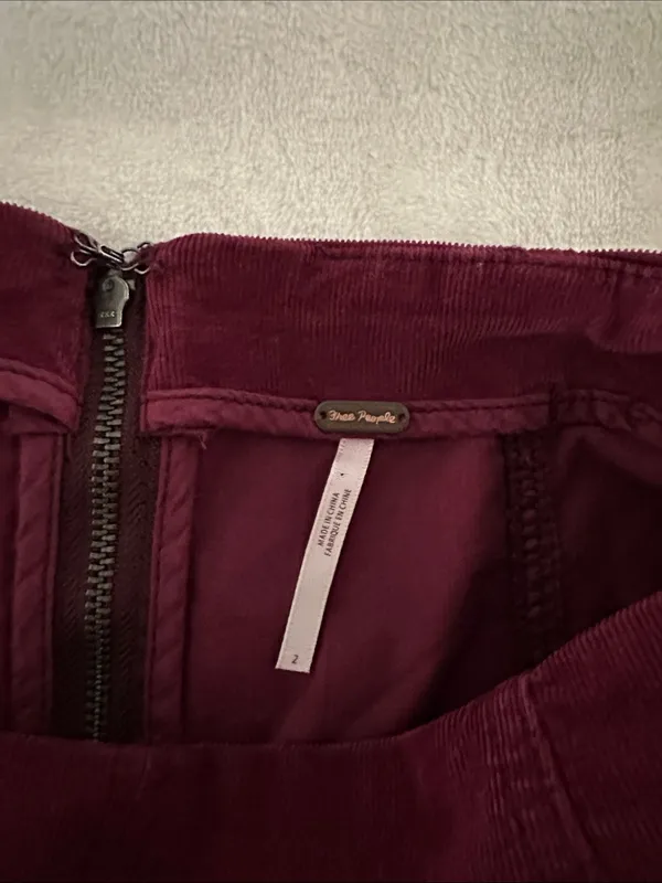 Free People Maroon Corduroy Mini Skirt - Image 5