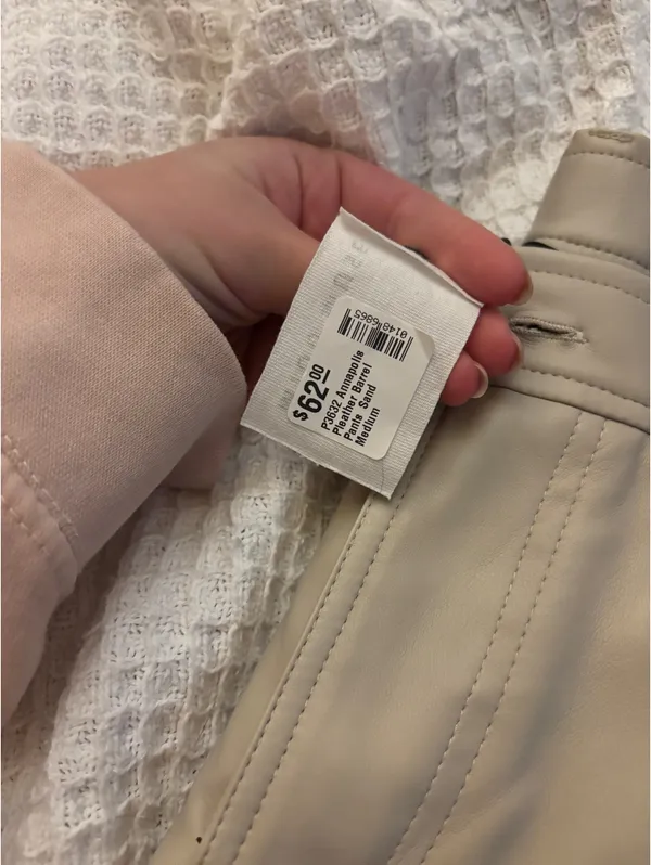Cream pleather barrel pants - Image 2