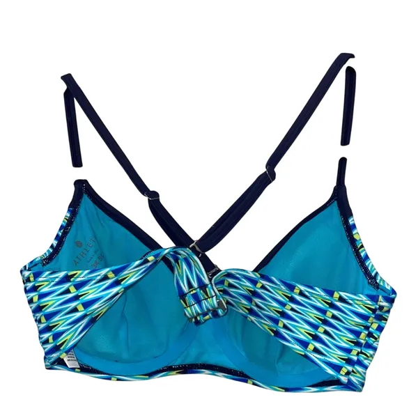 Athleta Bikini Top‎ 34B/34C Underwire Swim Top Blue Geometric Print - Image 2