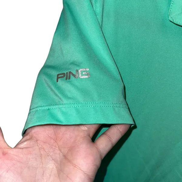 Ping Performance Golf Polo Medium‎ Green Athletic Shirt Short Sleeve Stretch - Image 3