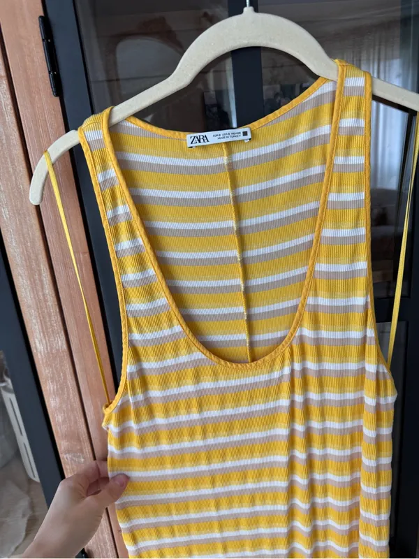 Zara maxi dress ribbed Striped Sleeveless Tank scoop neck knit beach stretchy - Image 10
