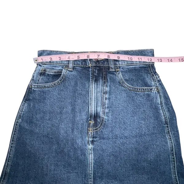 Everlane The Way High Denim Jean Skirt Size 23 High Waist Minimalist Med Wash‎ - Image 4