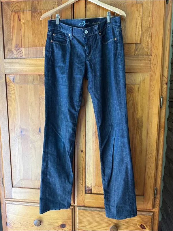 7 For All Mankind Straight Leg Dark Indigo Jeans - Image 4