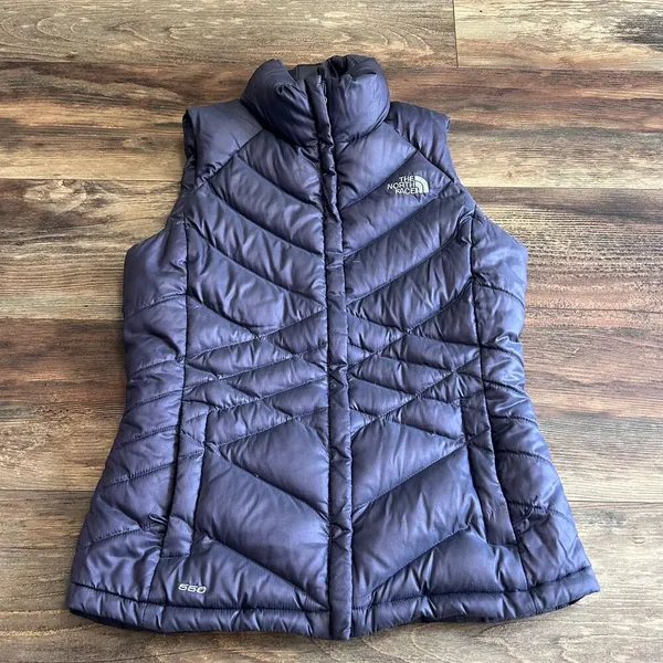 North Face 550 Puffer Vest Goose Down Metallic Purple Women's Small Nylon Zip - Image 11