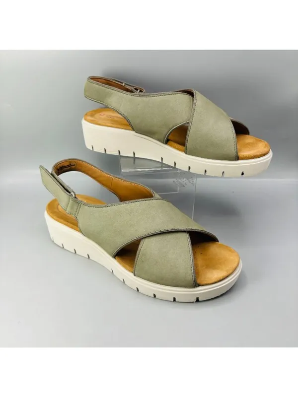 Clarks Un Karely Sun Sandals Womens 9.5 Green Wedge Heel Open Toe 61096099 - Image 2