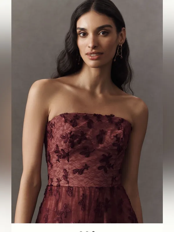 Dress The Population Kailyn Strapless Embroidered Midi Dress - Image 3