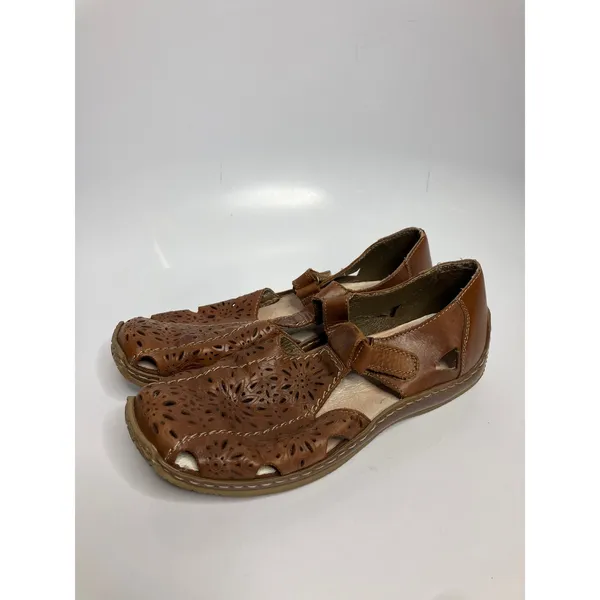 Rieker Antistress Mary Jane Sandals Womens 39 Brown Leather Perforated Good Flat - Image 3