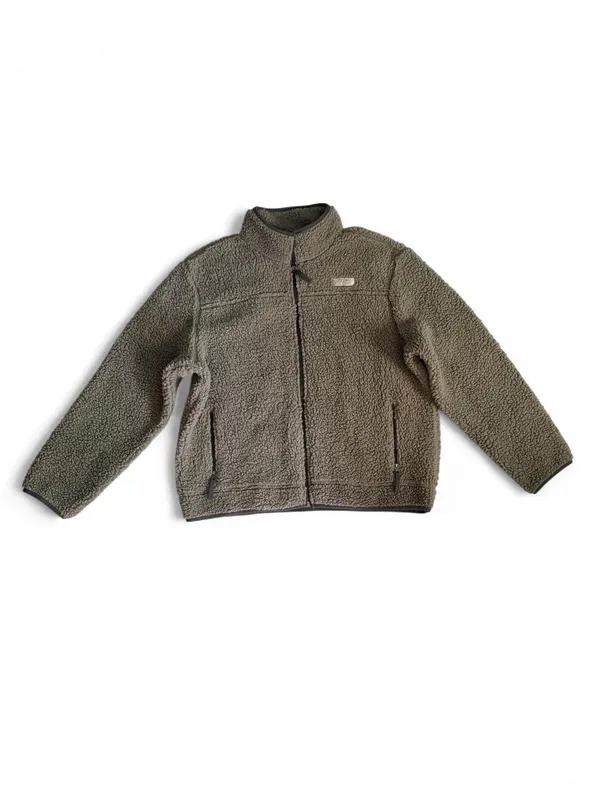 Ocean Coast Gray Olive Sherpa Fleece Jacket XL - Image 3