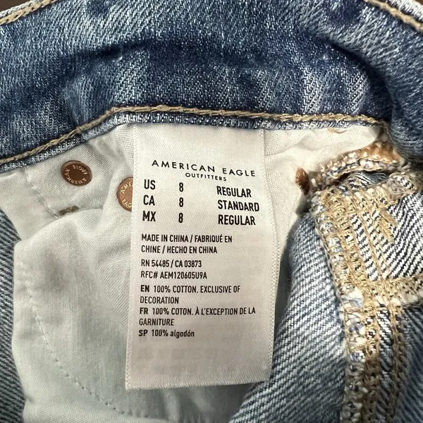 American Eagle 90s Bootcut Denim Blue Jeans Split Hem High Rise Women’s Size 8 R - Image 11