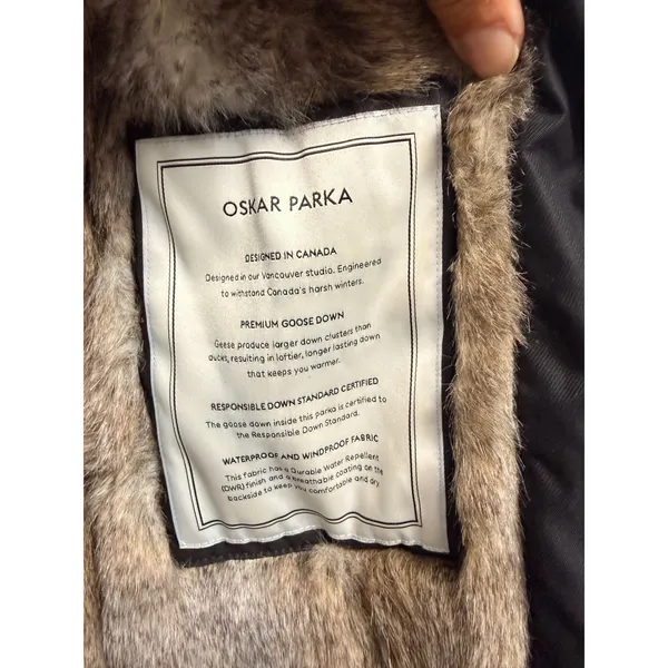 Babaton Oskar Parka Black Goose Down Waterproof Winter Coat Faux Fur Hood XS - Image 5