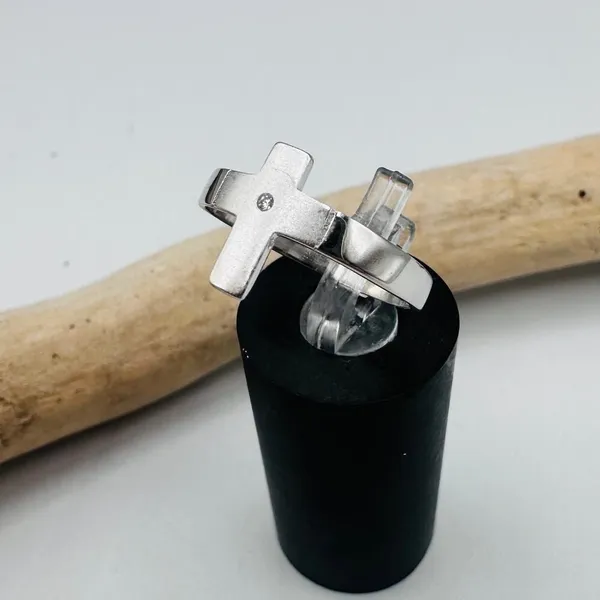 925 Sterling Silver Cross Ring, CZ Cross Ring - Image 2