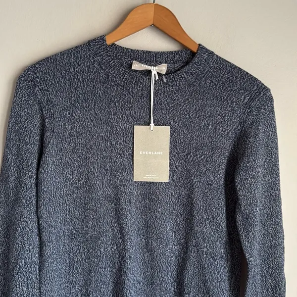 NEW Everlane Soft Cotton Crew Sweater Blue Size XS - Image 5