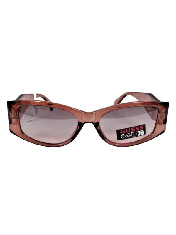 GUESS Translucent Brown Sunglasses Gold Rhinestone-Accented Logos GO00086-45B - Image 6