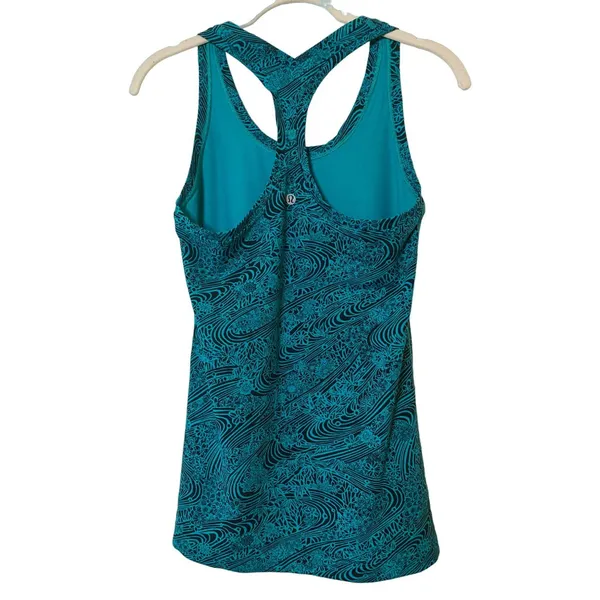 Lululemon Women Kitakami Viridian‎ Green Black CRB Cool Racerback II Tank Sz 2 - Image 4