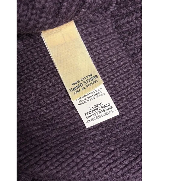 LLBean Royal Purple Cable Knit Long Sleeve Sweater Large - Image 3