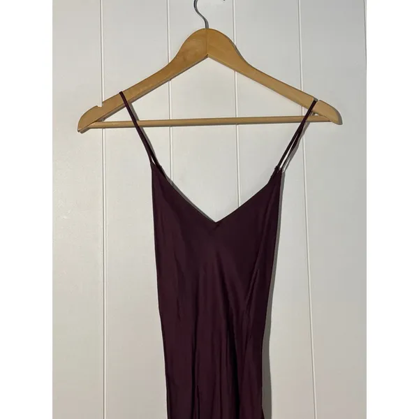 AG Adriano Goldschmied Scarlet Slip Dress XS Burgundy Cross Back Asymmetrical - Image 6