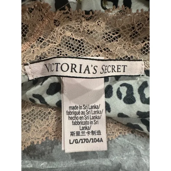 Victoria's Secret Leopard Print Lace Trim Camisole Top Gold Foil Dots Large - Image 6