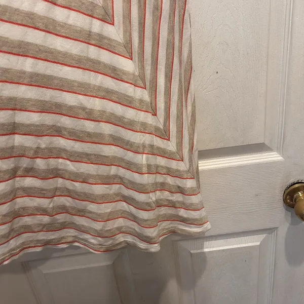 Anthropologie Puella Short Sleeve Striped Swing Tunic‎ Top Beige Medium USA Made - Image 7