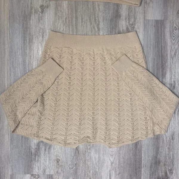 Casa Cabana Tan Beige Fisherman Chevron Knit Sweater and‎ Midi Skirt Set XL - Image 6