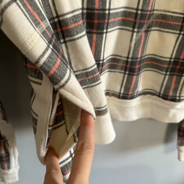 Free People Why Not Sweatshirt Plaid Quarter Zip - Image 4