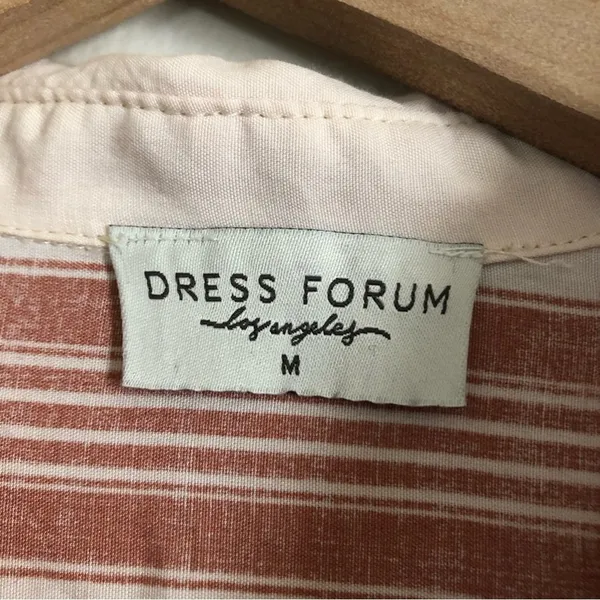 Dress Forum Red Ivory Stripe Short Sleeve Butto Lightweight Blouse Top Medium - Image 2