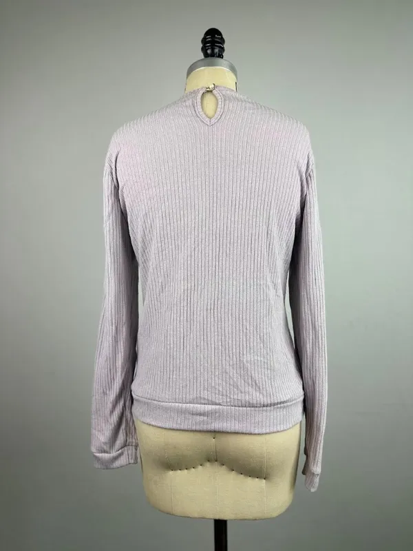 Moon Collection Ribbed Knit Graphic Top Womens Large Lavender Y2K Size Small - Image 3