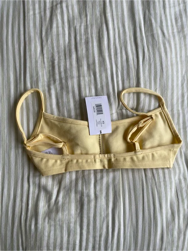 New Danielle Bernstein Pull On Bra Top Size XS Buttermilk Yellow Unlined Low Cut - Image 3