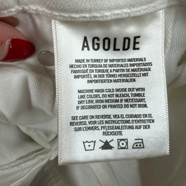 Agolde 27 Toni Slim Straight Jeans White Stretch Denim A133-1085 Minimalist - Image 8
