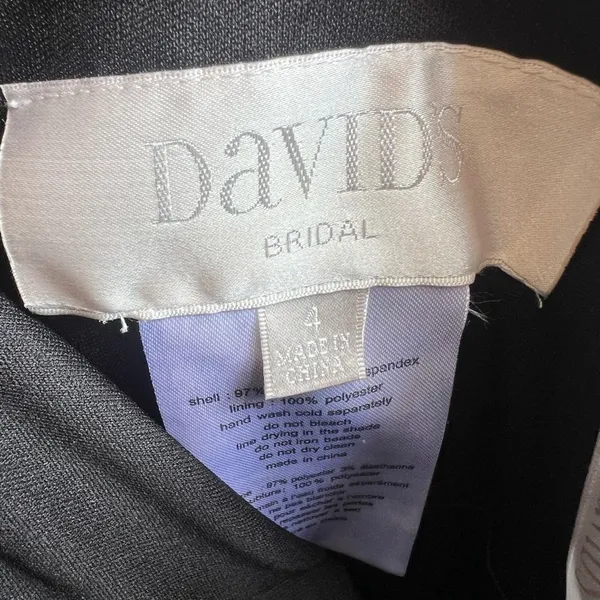 David’s Bridal NWT Jules and Cleo Crepe Black Strapless Evening Gown Embellished - Image 9