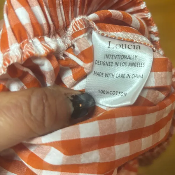 Loucia Orange Georgia Gingham Preppy Coastal Fisherman Ruffle Hem Boxer Shorts S - Image 7